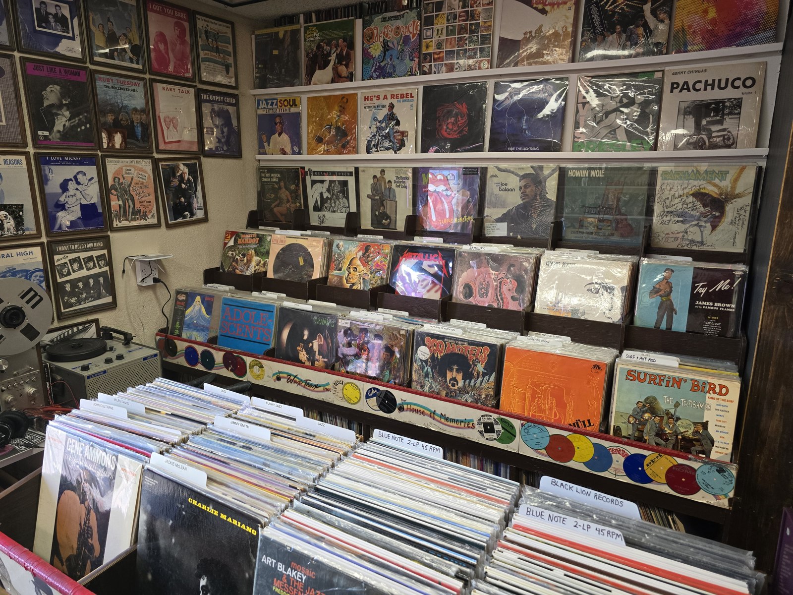 Records on display at Wax Trax Records